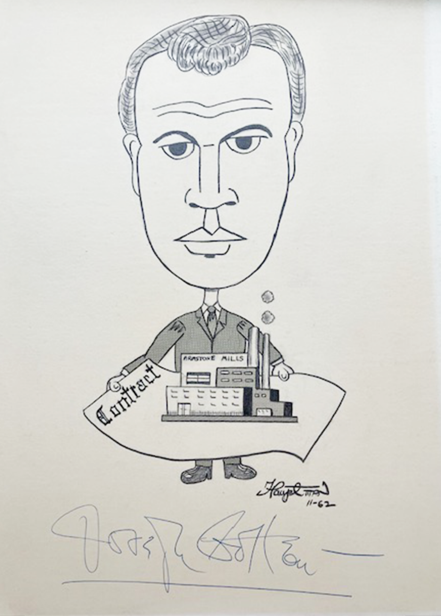 Joseph Cotten Signed Caricature